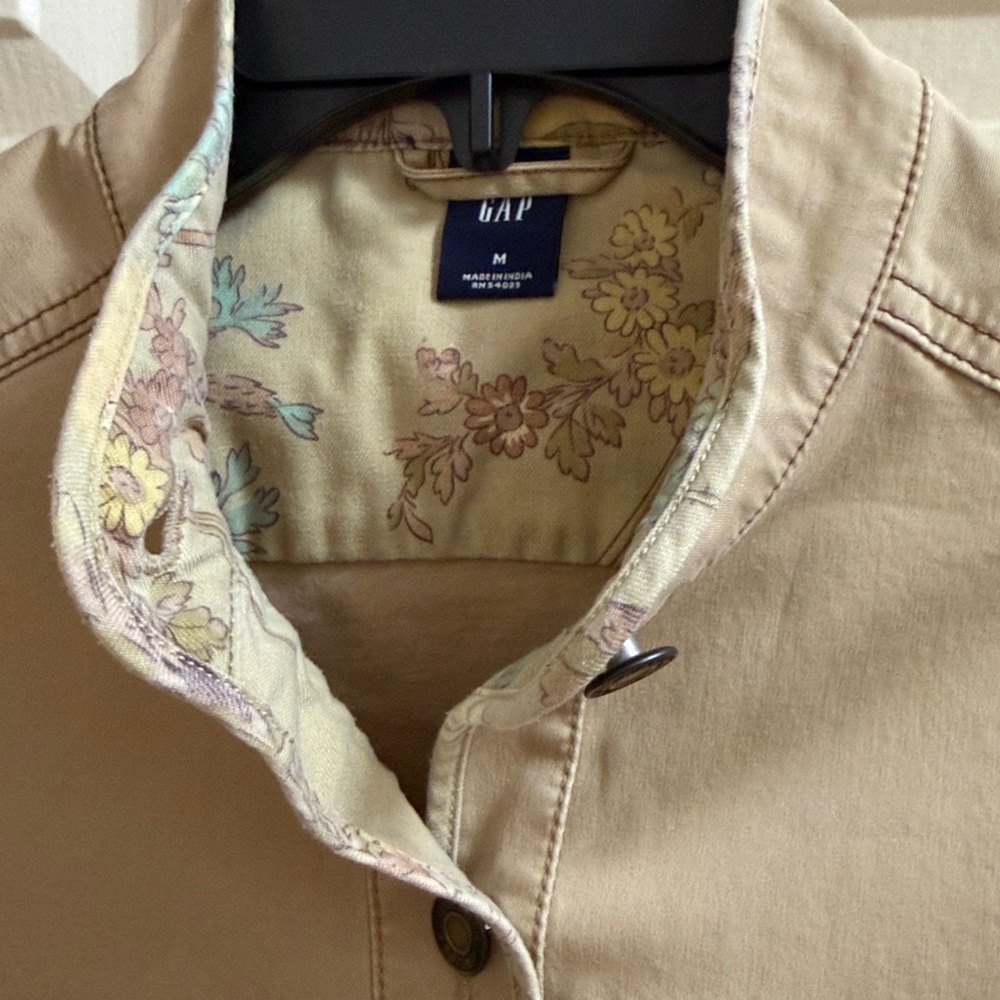 GAP Beige Utility Button-Front Jacket Cotton M - image 2